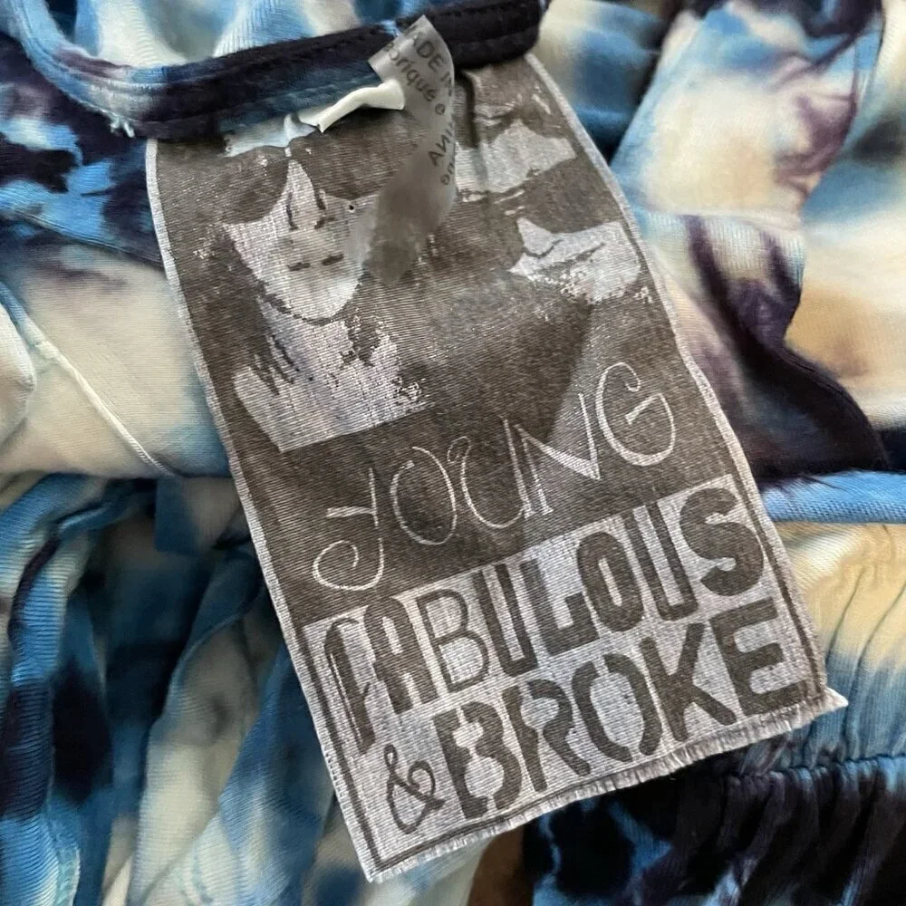 Young Fabulous Broke Womens Malik Romper Sz Medium Blue Tie Dye Boho Resortwear